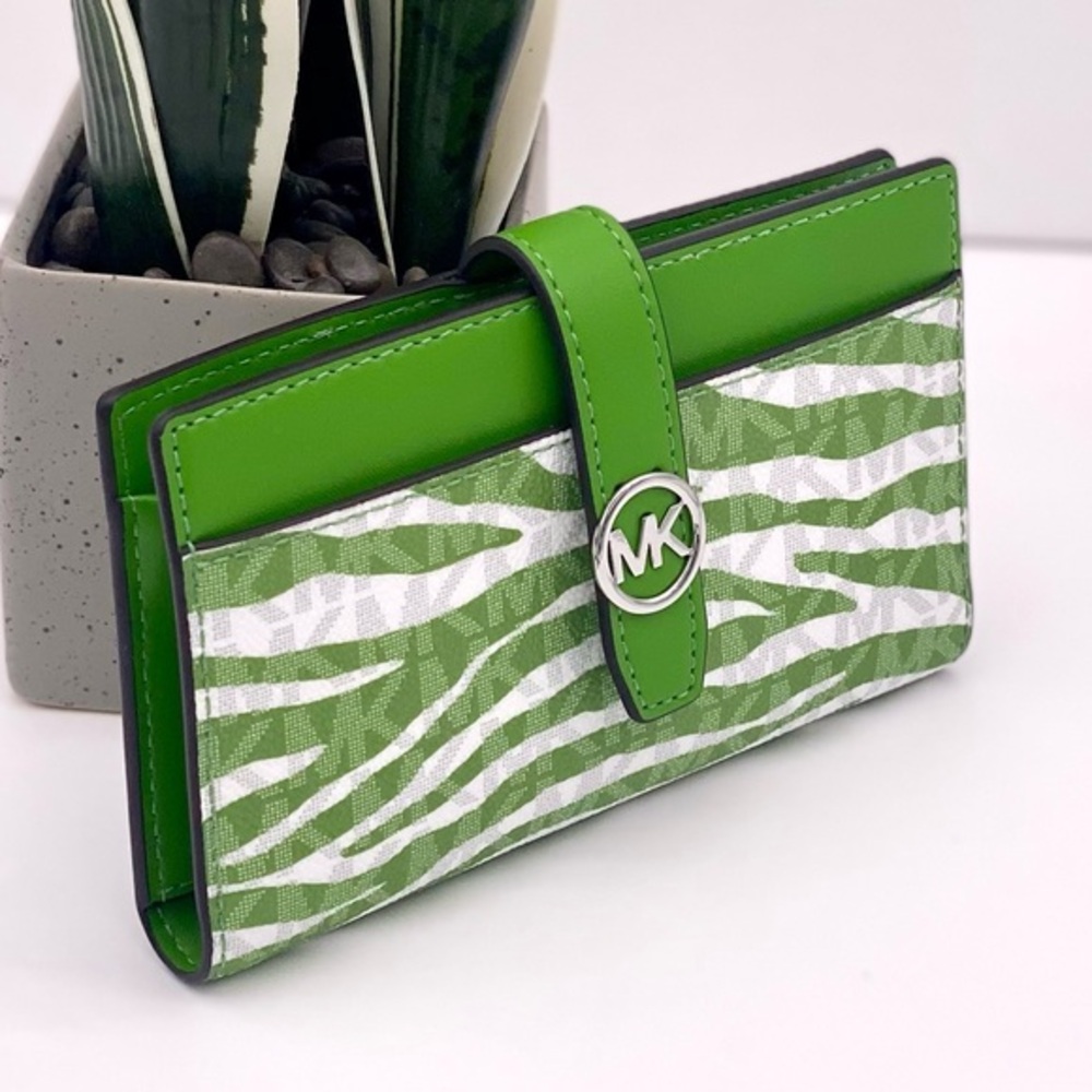 Michael Kors GREENWICH Medium Bifold Wallet Jungle Green